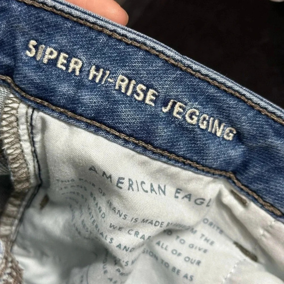 American Eagle Women Super Hi-rise Jegging Jeans Super Stretch Blue Size 6 R - Picture 12 of 13